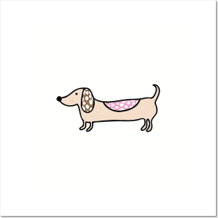 Cute pink dachshund Posters and Art